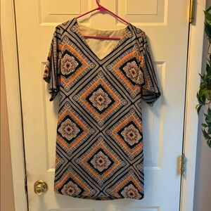 Banana Republic Orange and Black Geometric Mini Dress